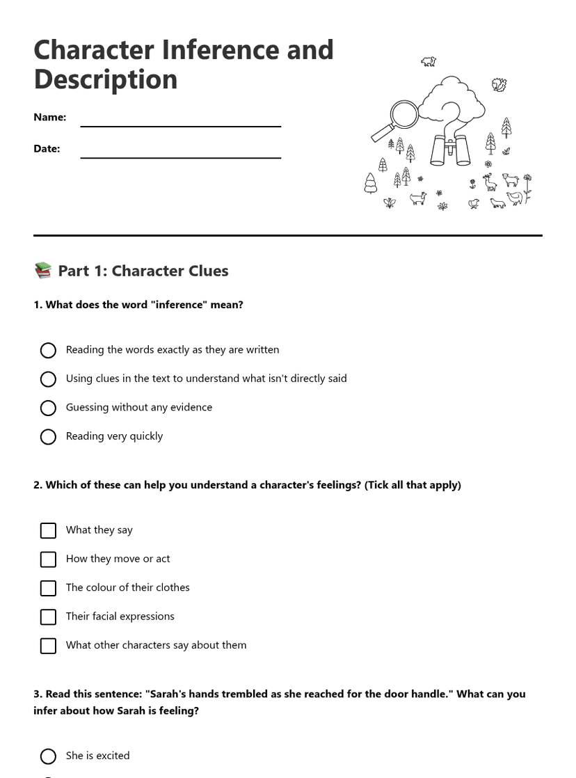 Character Inference and Description