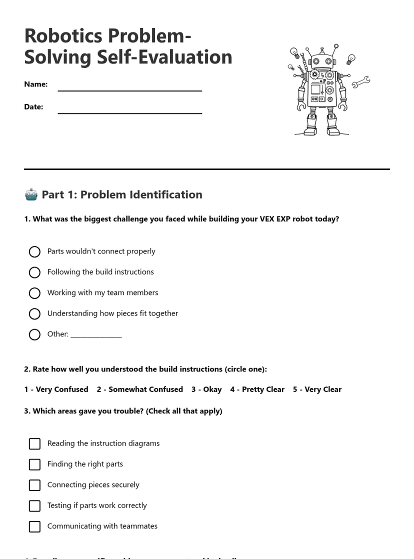 Robotics Problem-Solving Self-Evaluation