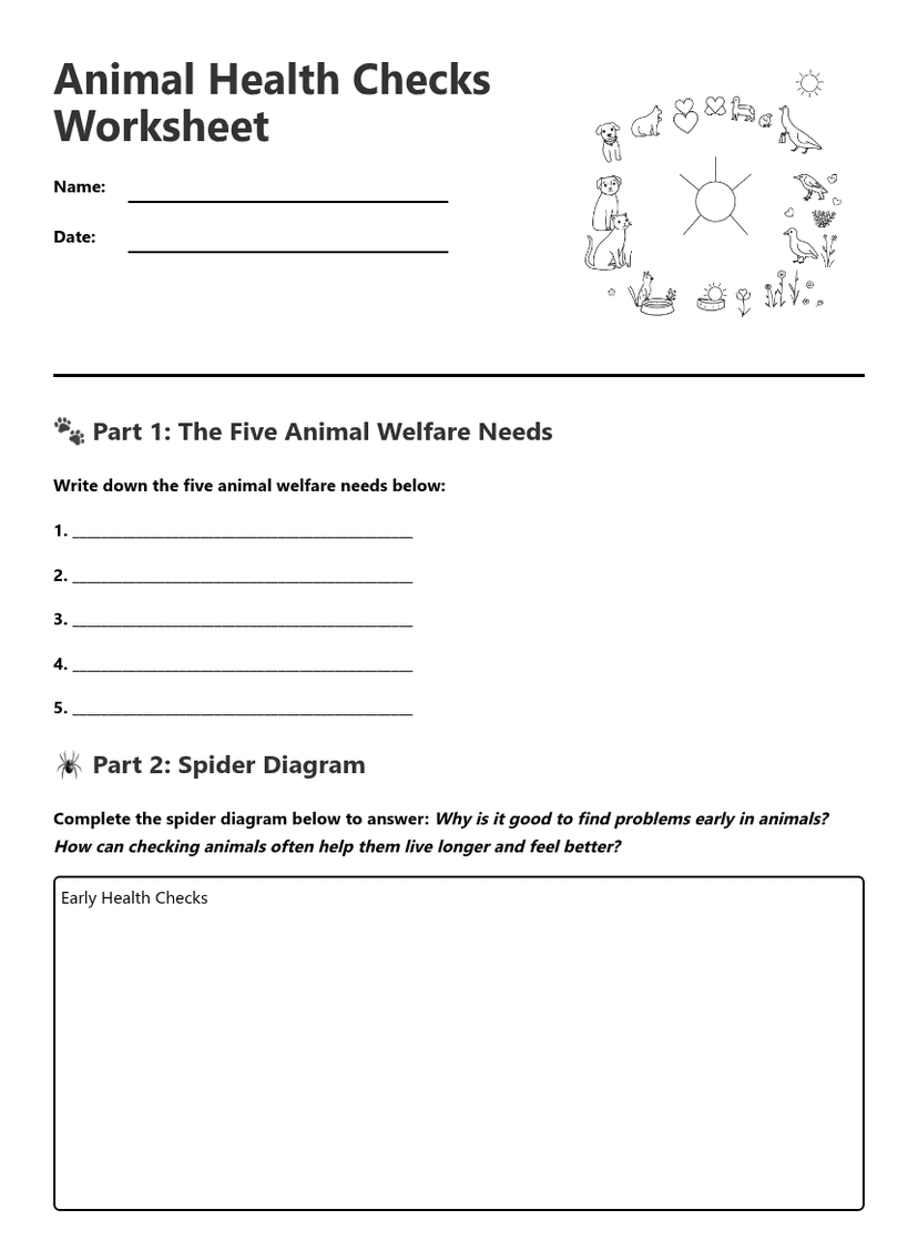 Animal Health Checks Worksheet