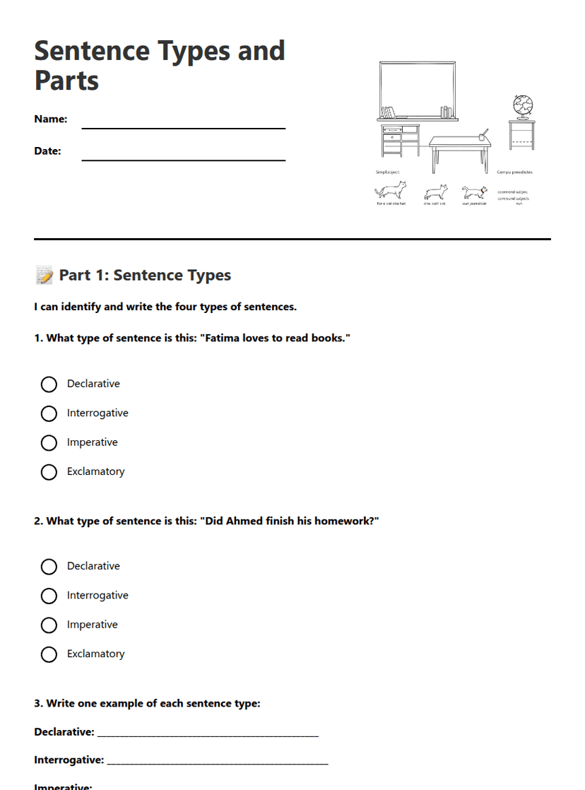 Sentence Types and Parts