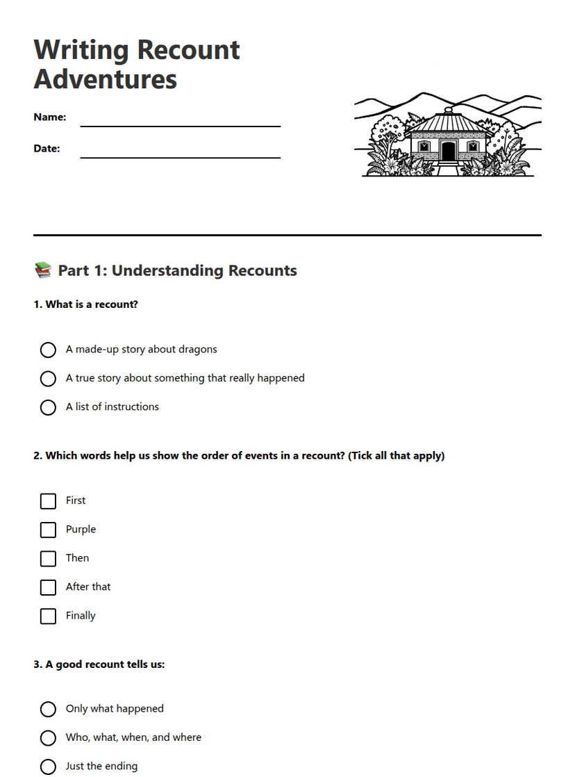 Writing Recount Adventures