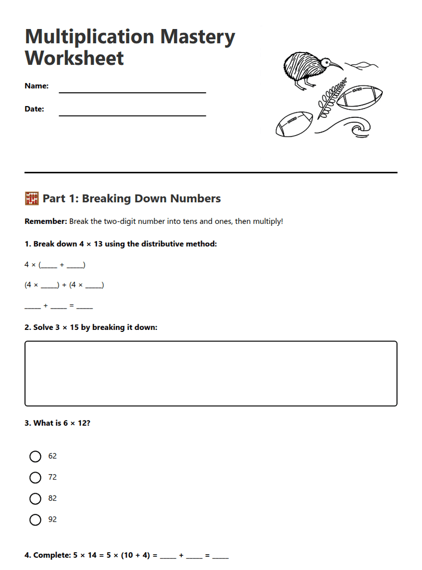 Multiplication Mastery Worksheet