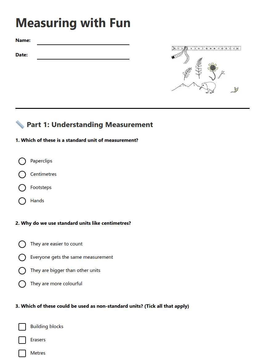 Measuring with Fun worksheet preview
