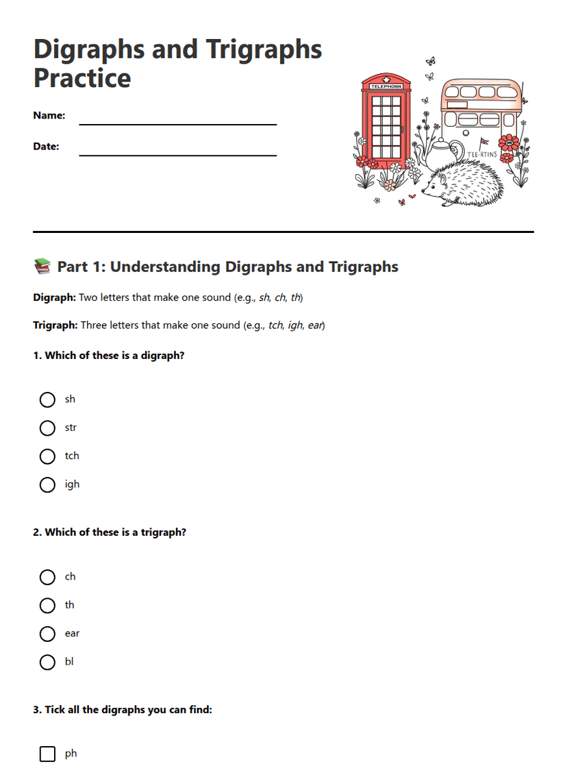 Digraphs and Trigraphs Practice