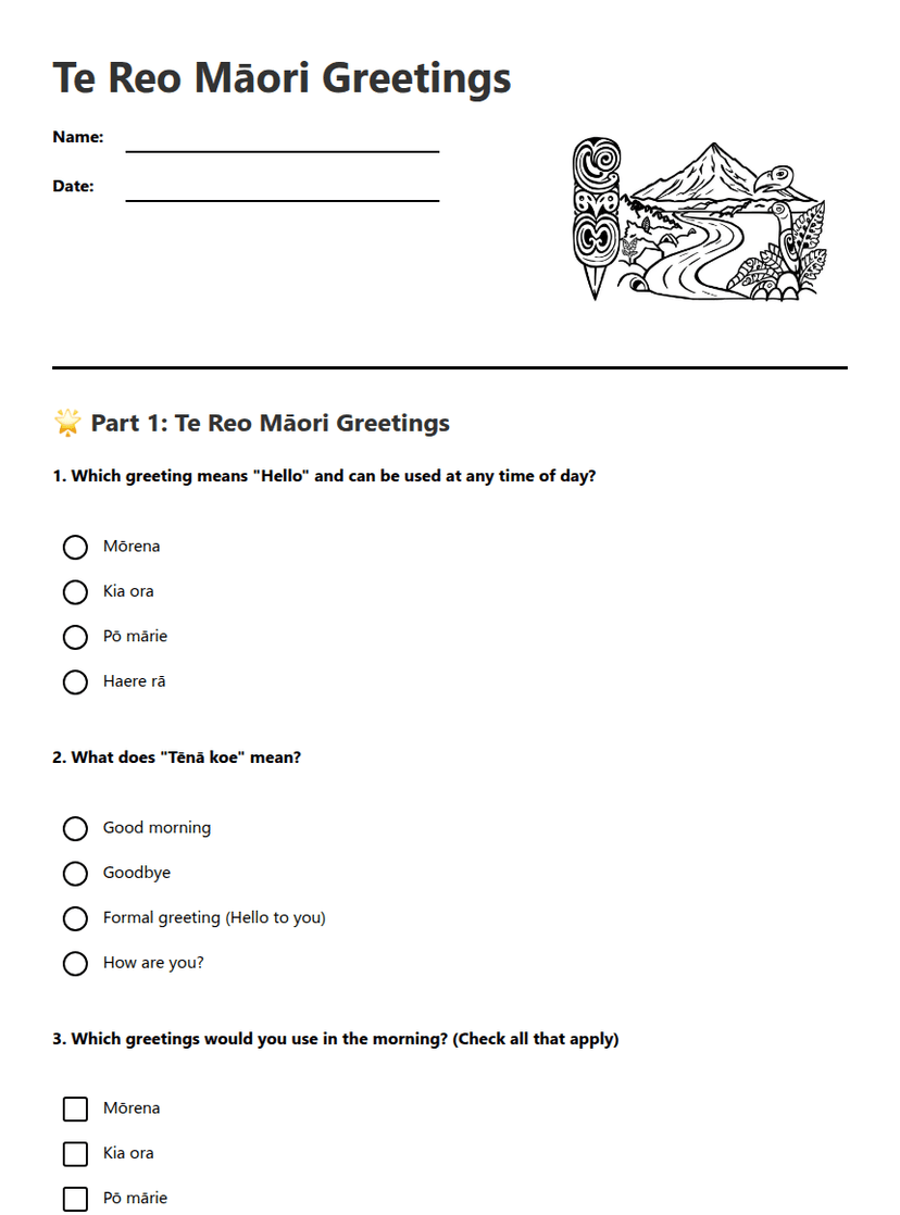 Te Reo Māori Greetings
