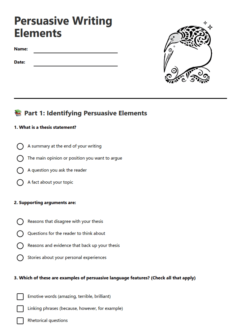 Persuasive Writing Elements