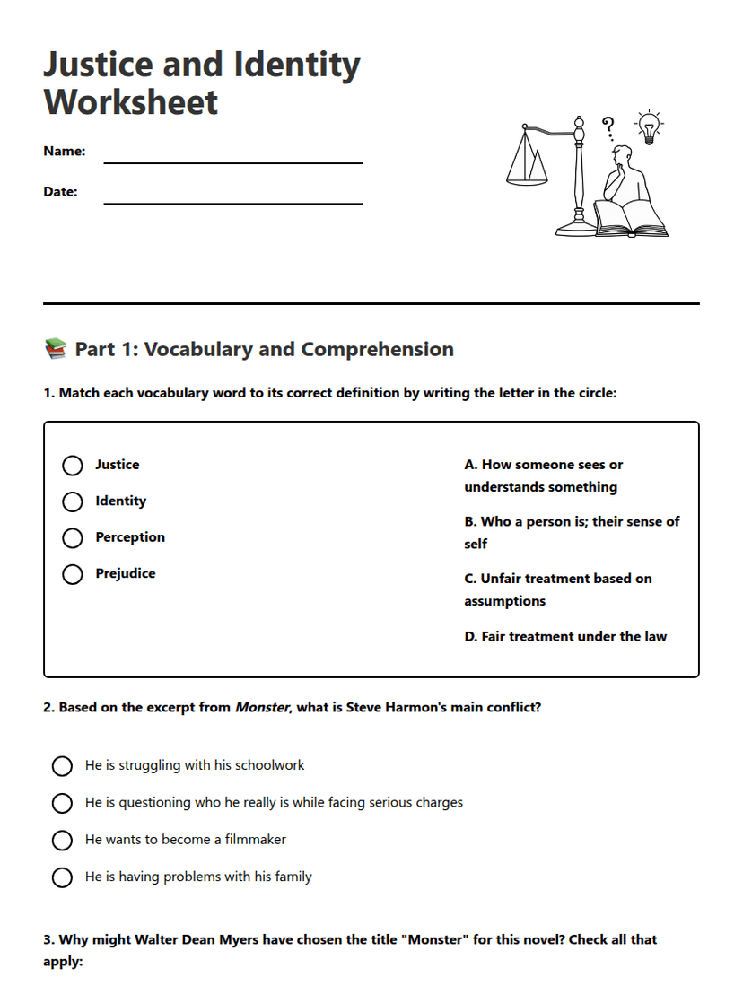 Justice and Identity Worksheet