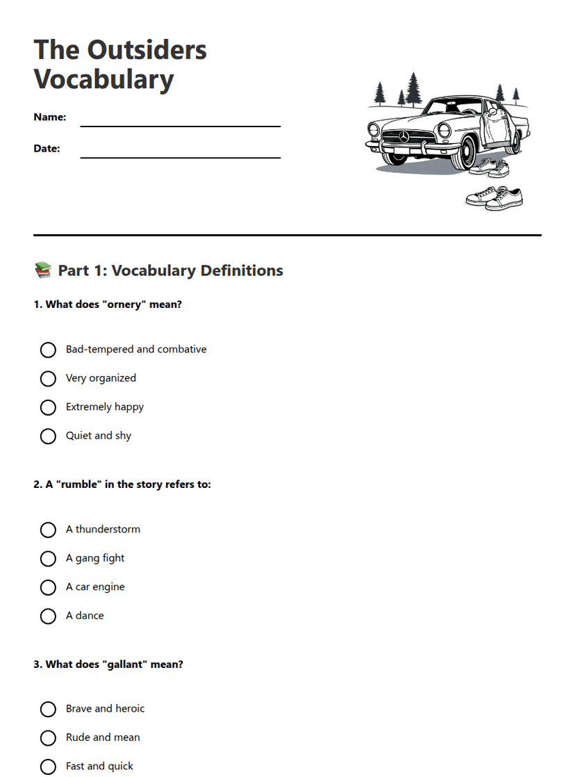 The Outsiders Vocabulary
