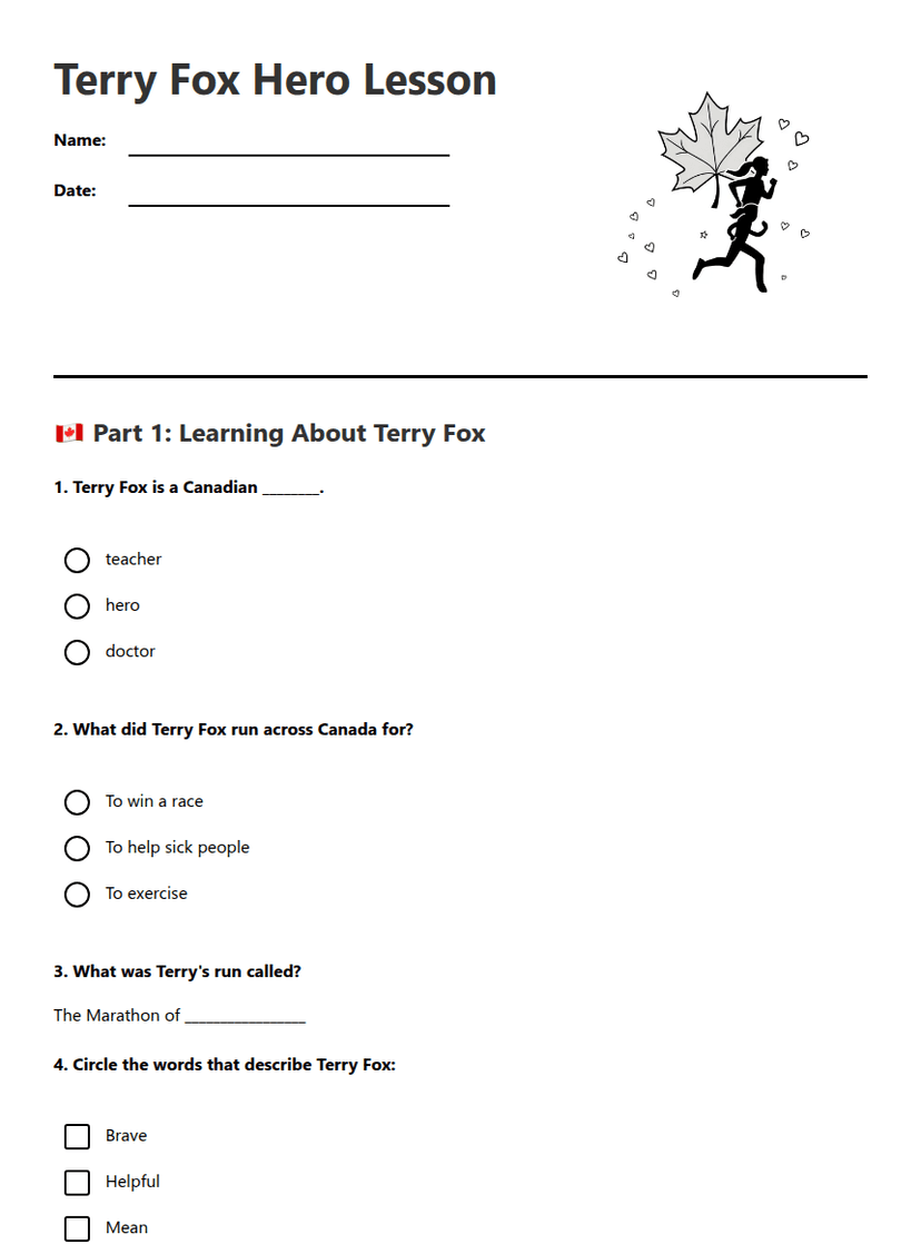 Terry Fox Hero Lesson