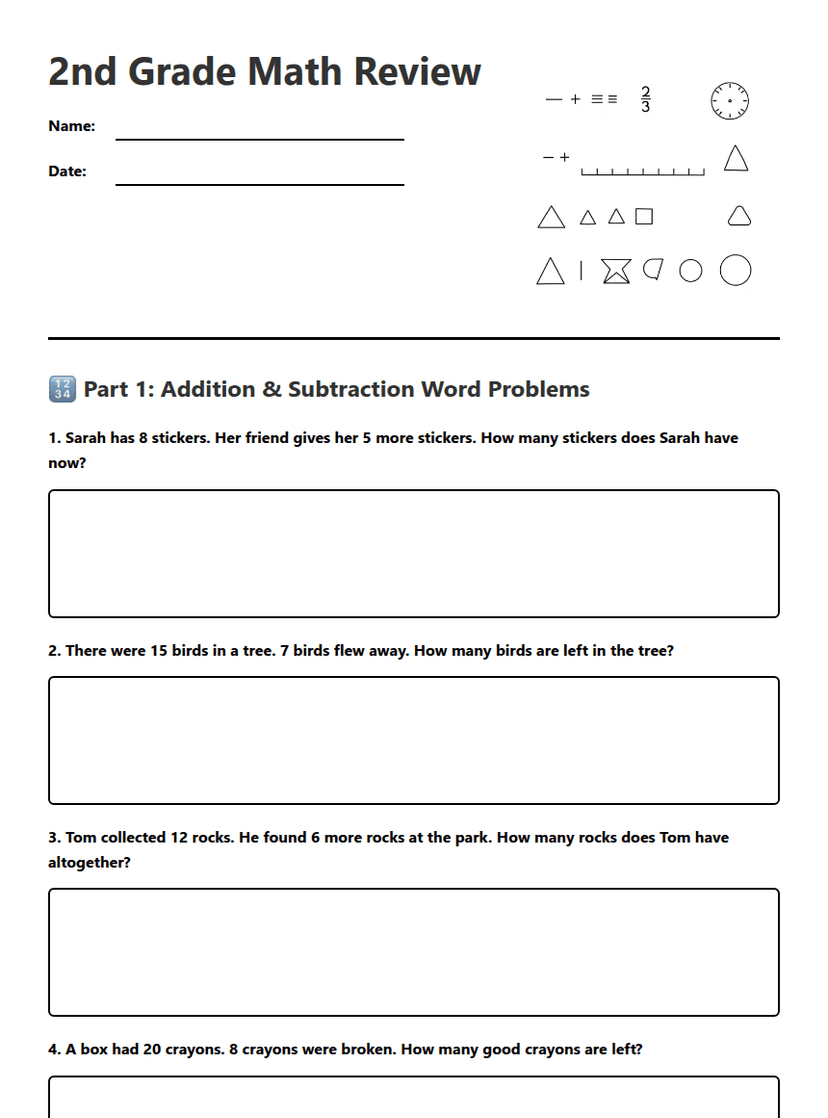 2nd Grade Math Review