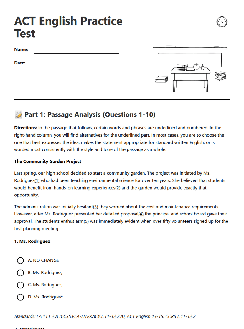 ACT English Practice Test