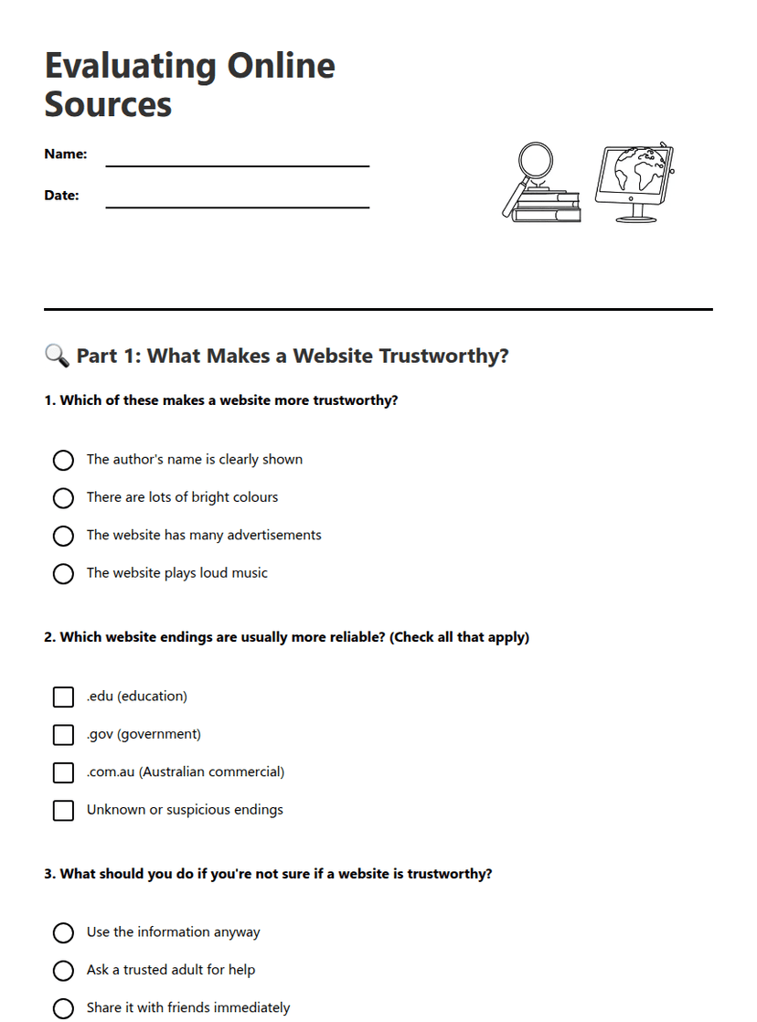 Evaluating Online Sources