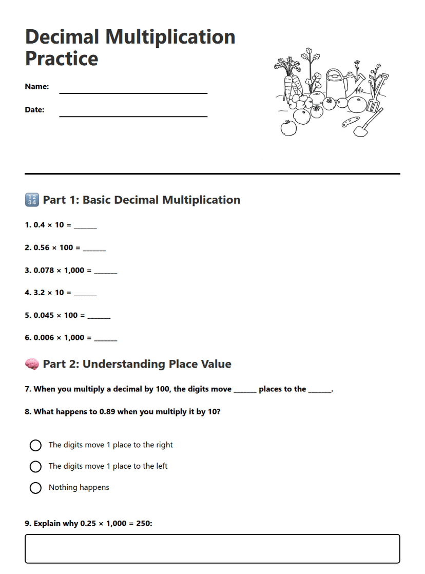 Decimal Multiplication Practice