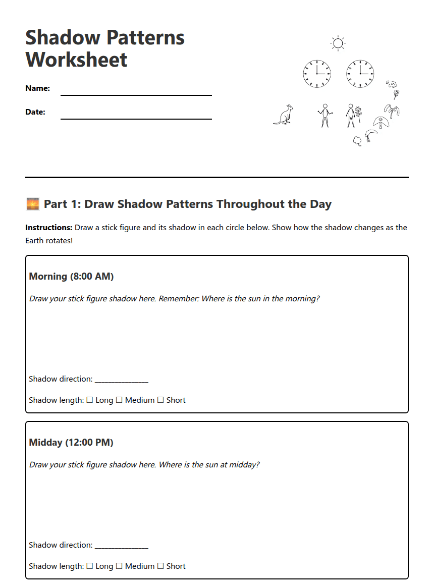 Shadow Patterns Worksheet worksheet preview