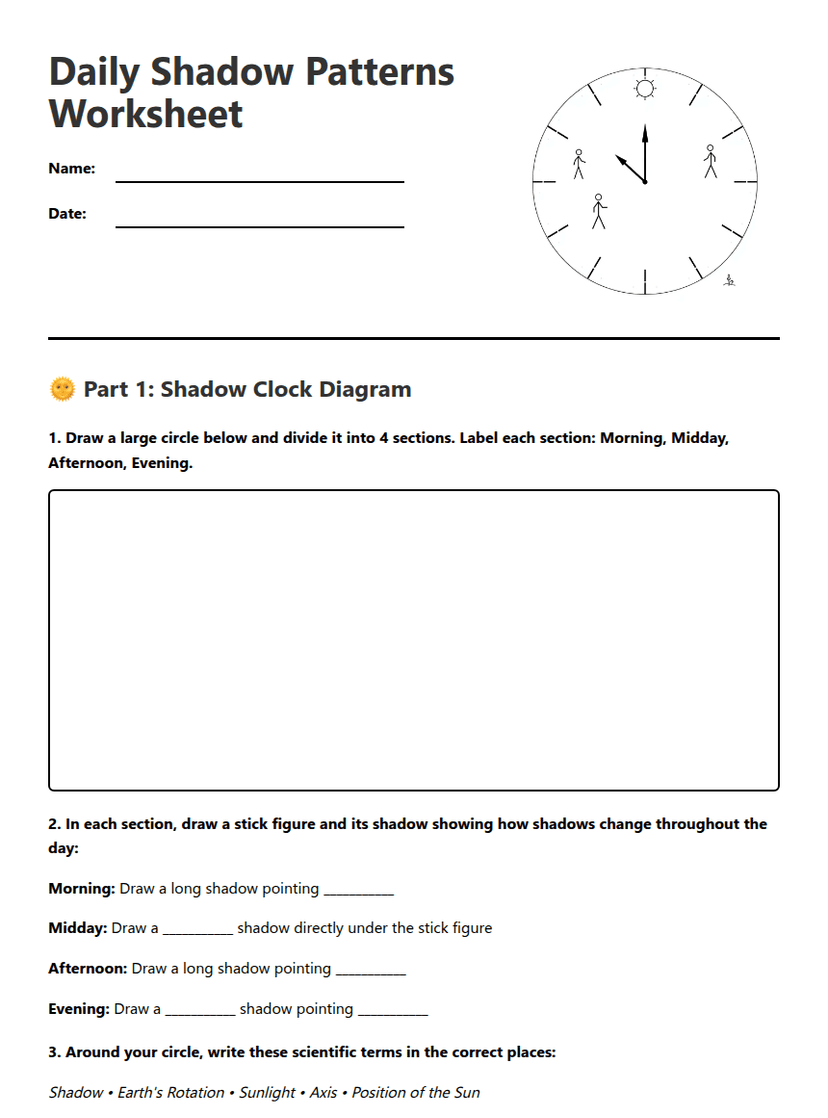 Daily Shadow Patterns Worksheet