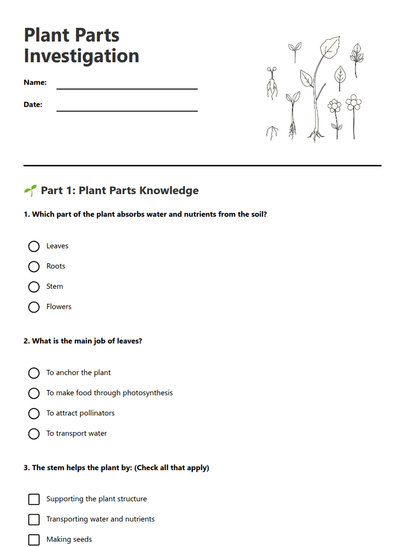 Plant Parts Investigation