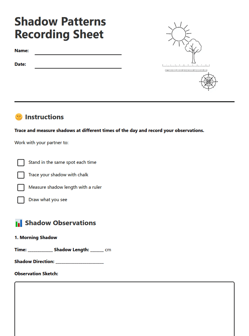 Shadow Patterns Recording Sheet