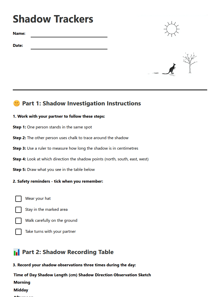 Shadow Trackers worksheet preview