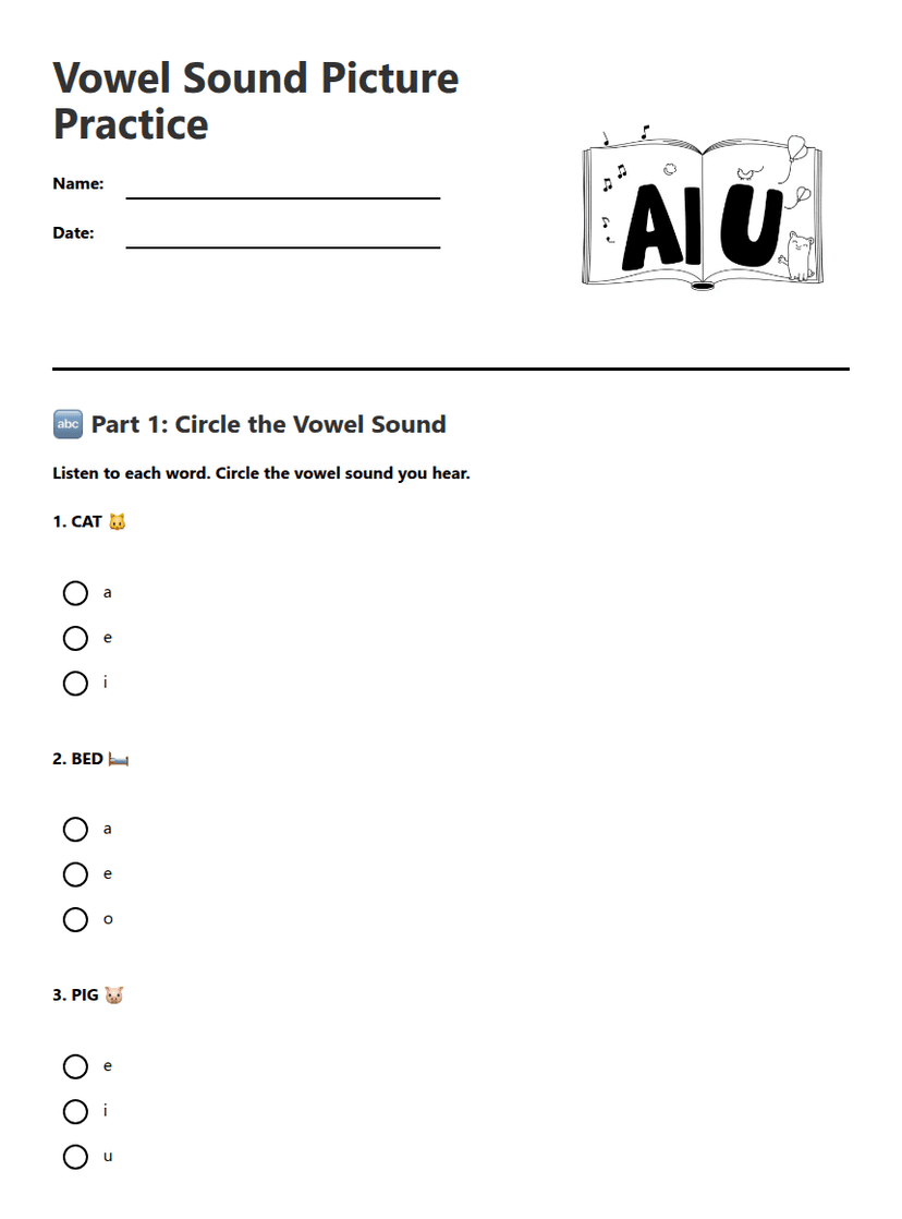 Vowel Sound Picture Practice