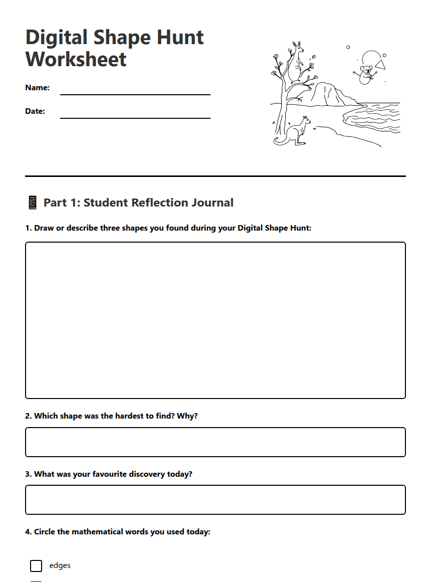 Digital Shape Hunt Worksheet worksheet preview