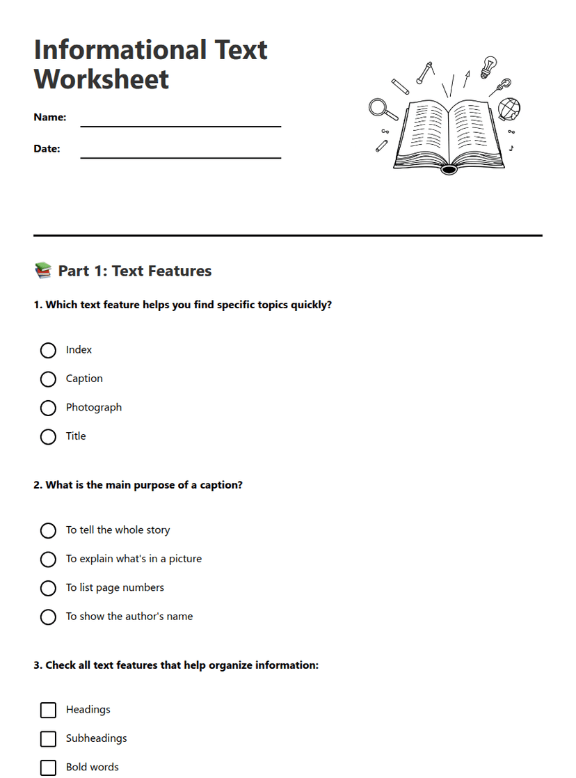 Informational Text Worksheet
