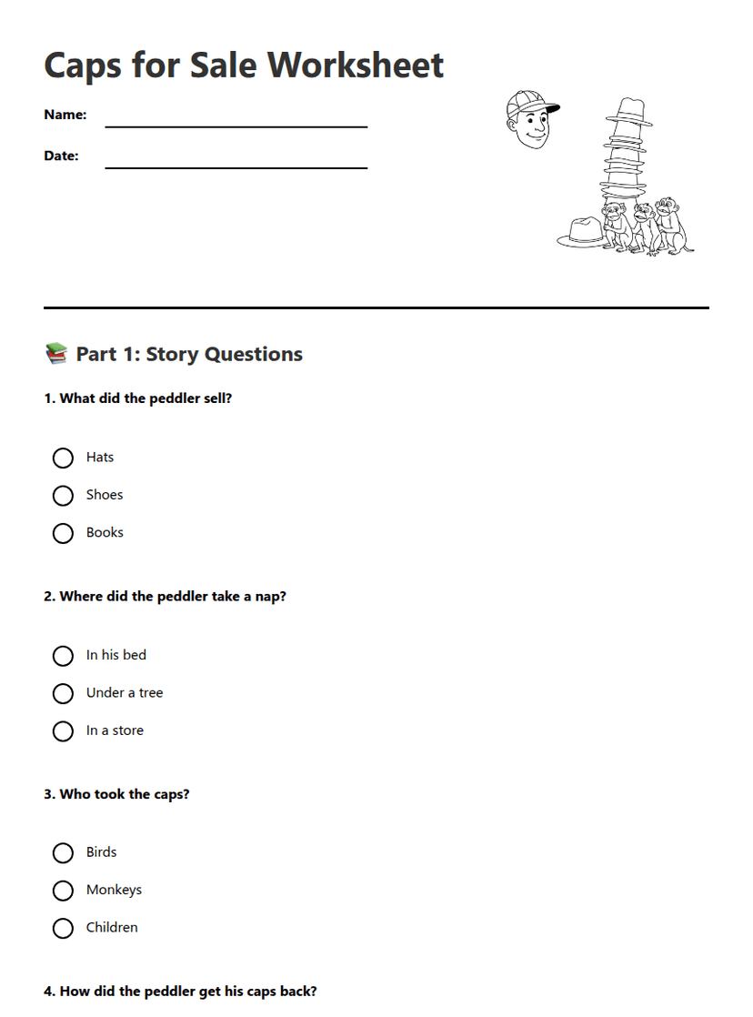 Caps for Sale Worksheet
