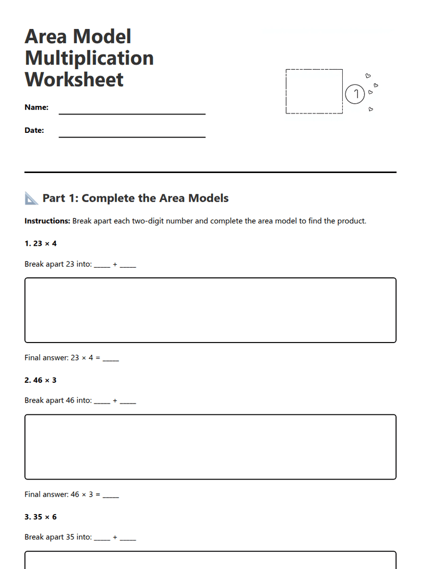 Area Model Multiplication Worksheet
