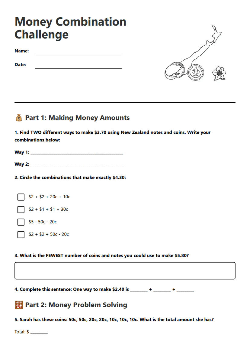Money Combination Challenge