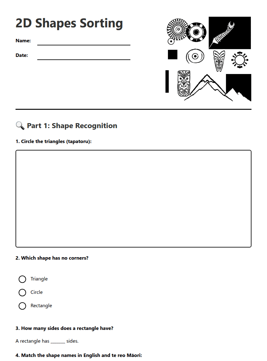 2D Shapes Sorting worksheet preview