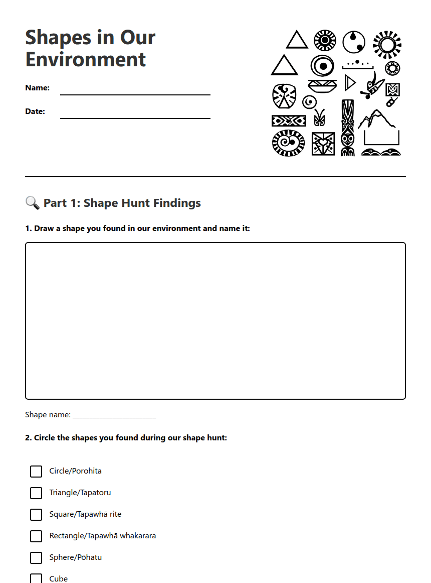 Shapes in Our Environment worksheet preview