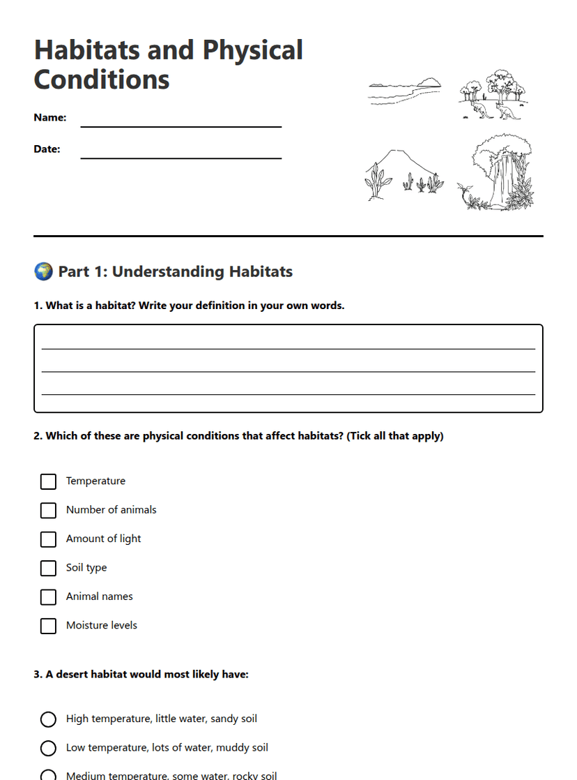Habitats and Physical Conditions