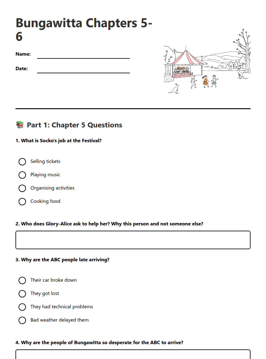 Bungawitta Chapters 5-6 worksheet preview