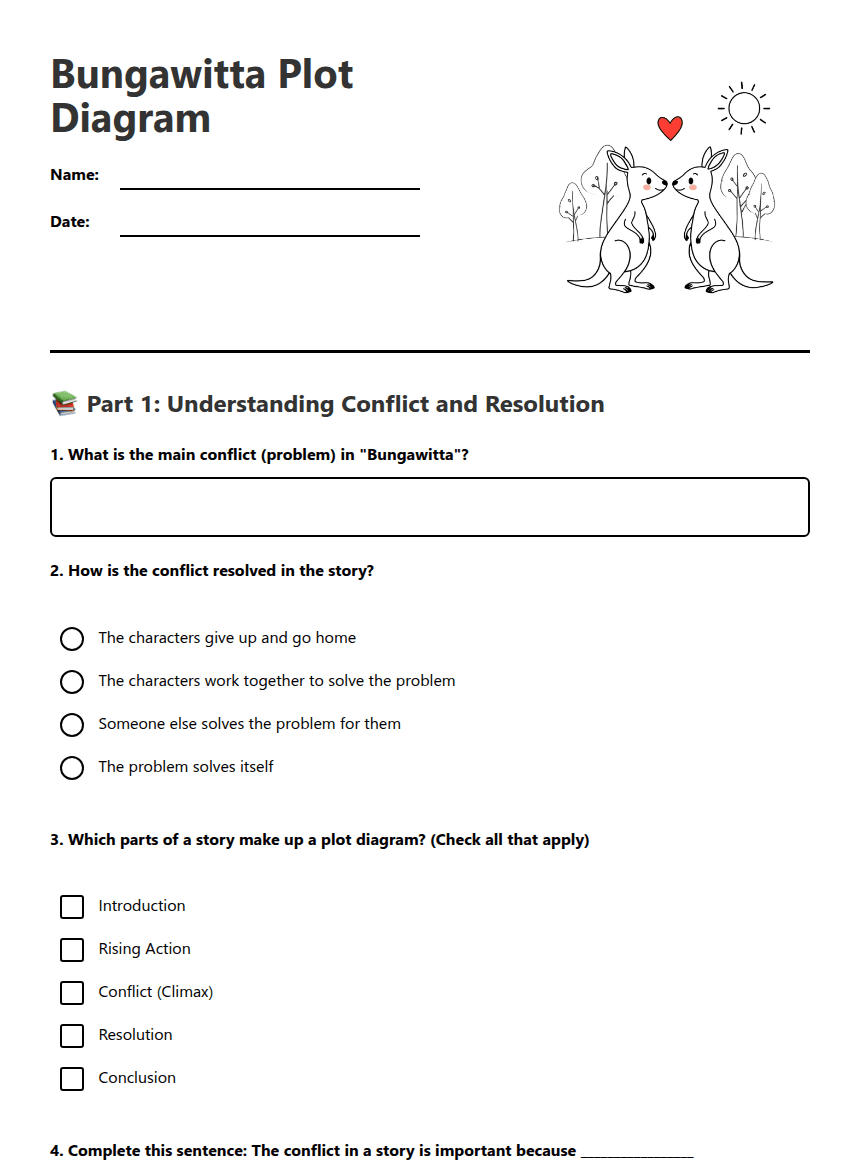 Bungawitta Plot Diagram worksheet preview