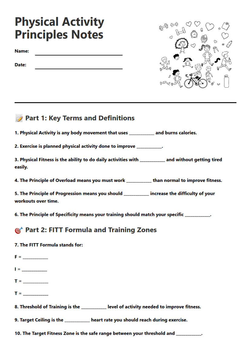 Physical Activity Principles Notes