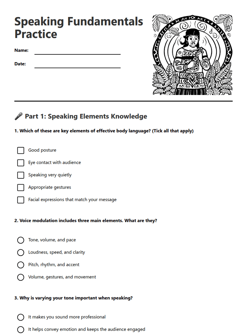 Speaking Fundamentals Practice