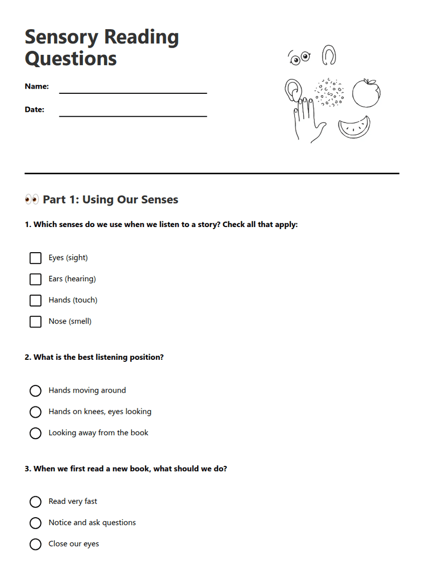 Sensory Reading Questions
