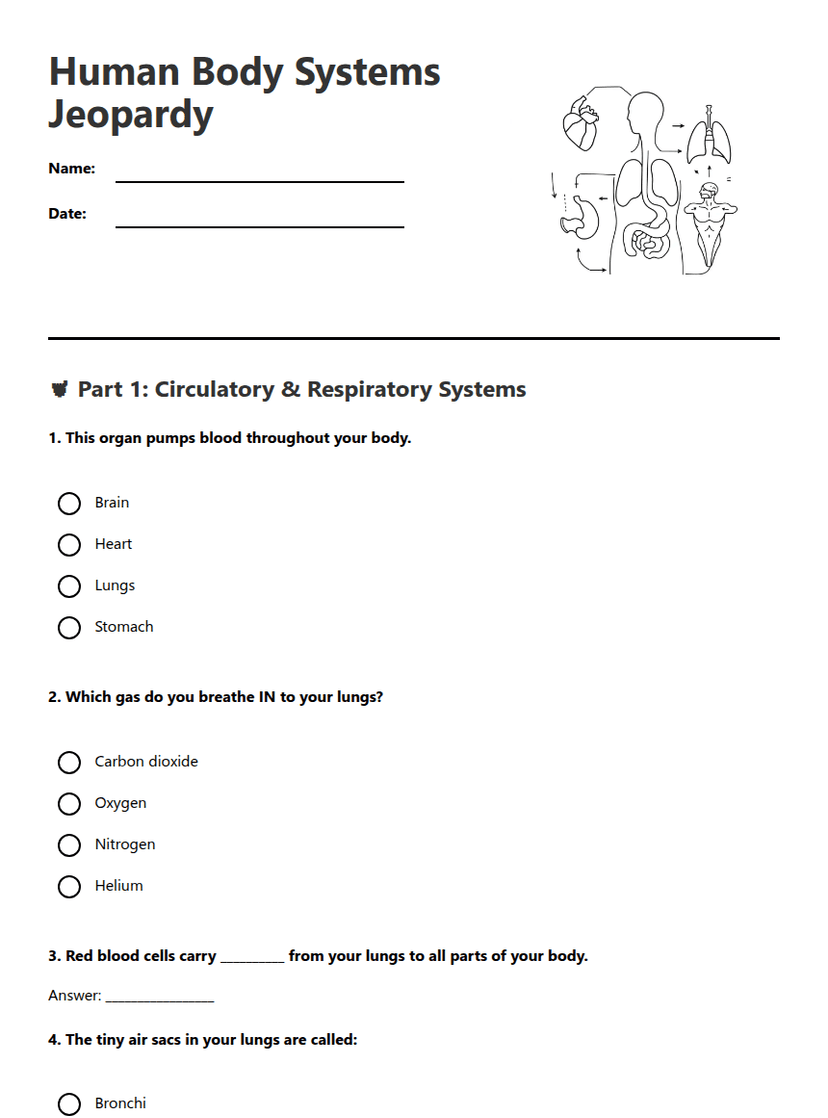 Human Body Systems Jeopardy