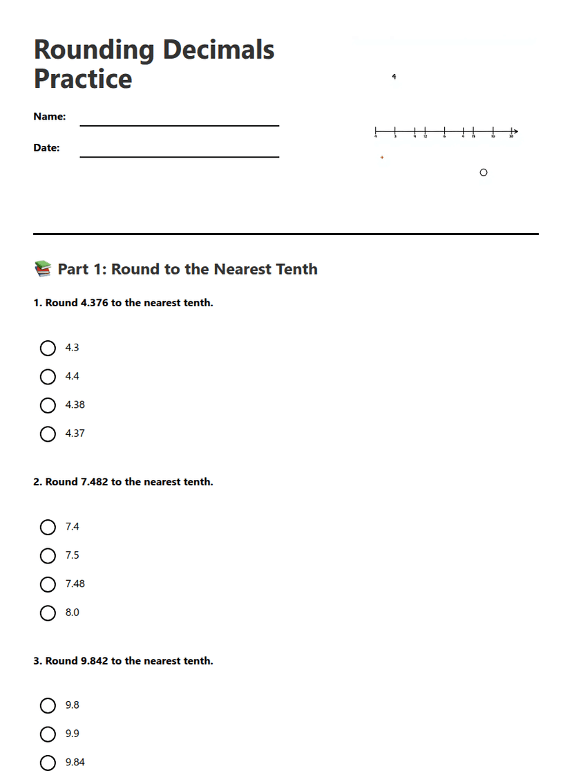 Rounding Decimals Practice