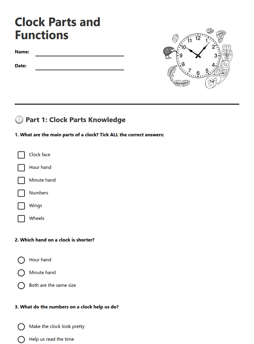 Clock Parts and Functions