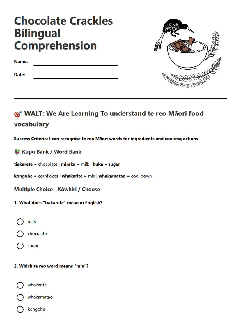 Chocolate Crackles Bilingual Comprehension