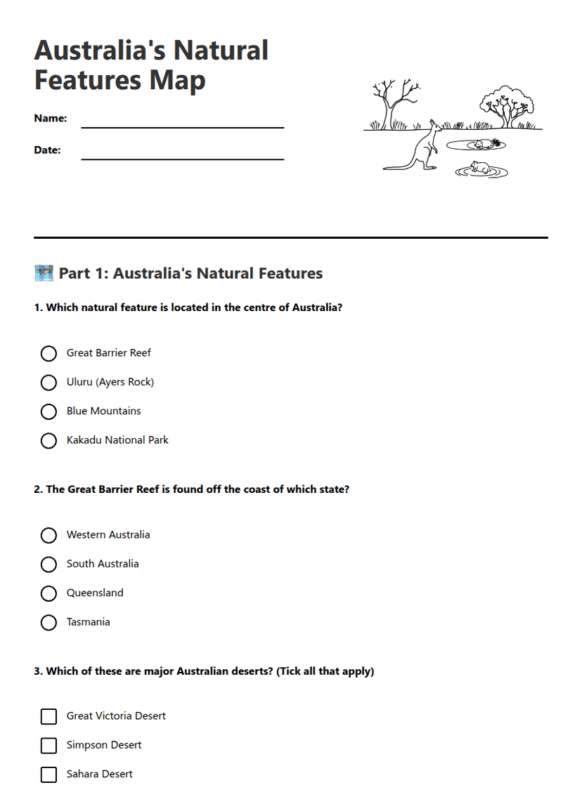 Australia's Natural Features Map
