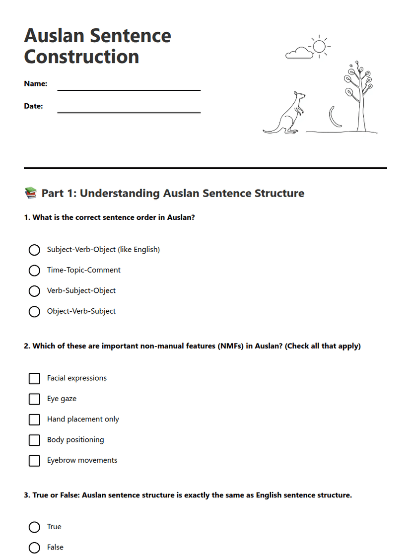 Auslan Sentence Construction