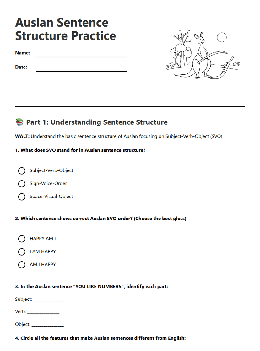 Auslan Sentence Structure Practice