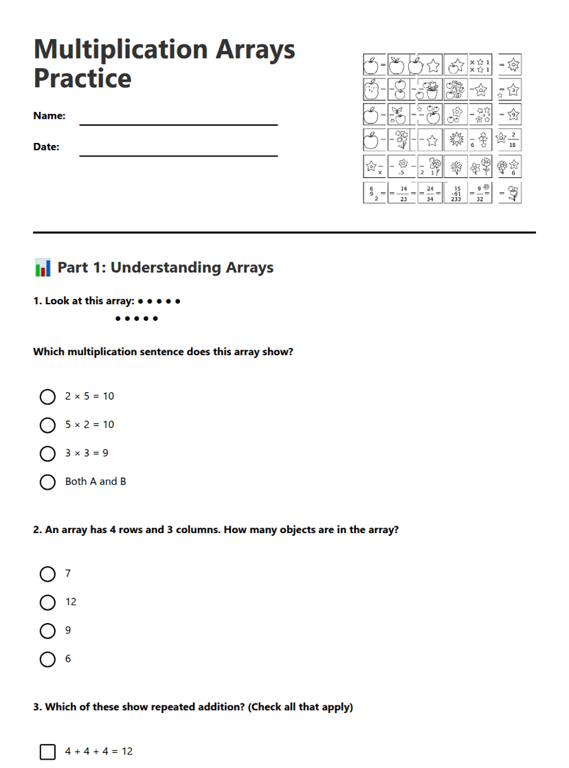 Multiplication Arrays Practice