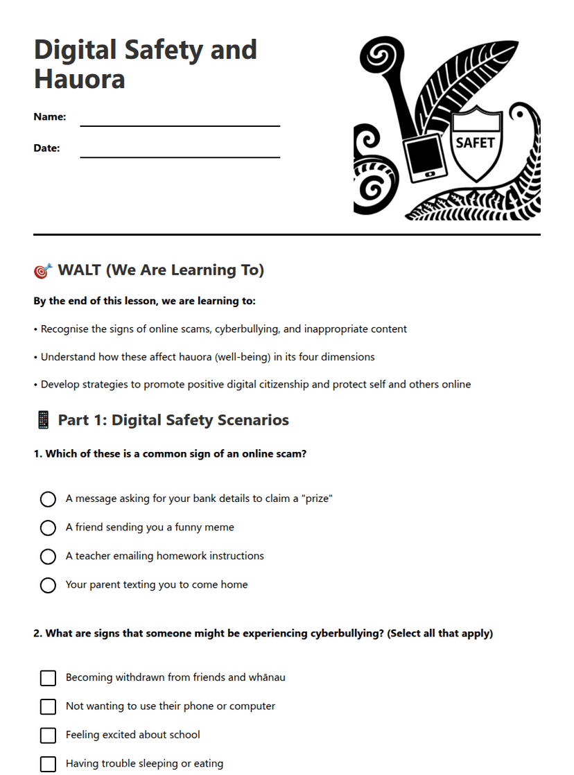 Digital Safety and Hauora