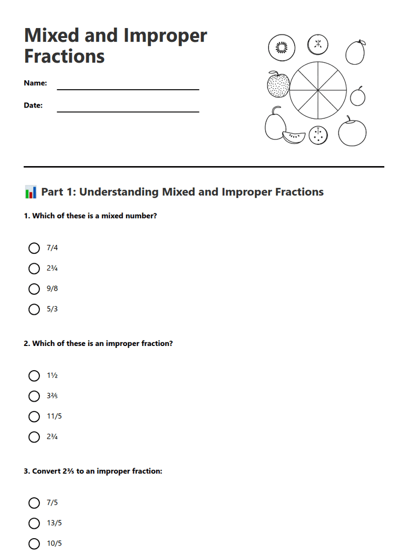 Mixed and Improper Fractions