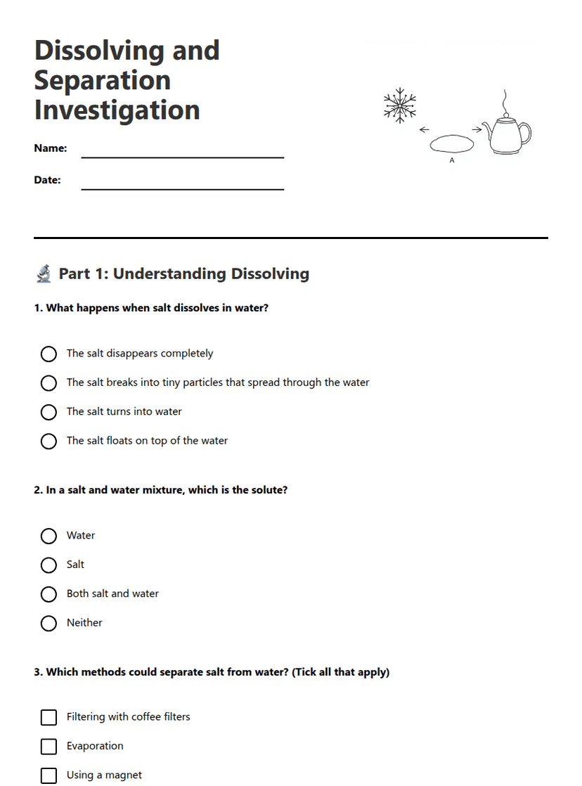 Dissolving and Separation Investigation