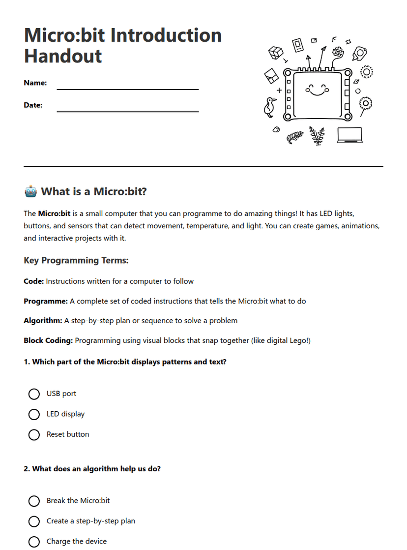 Micro:bit Introduction Handout
