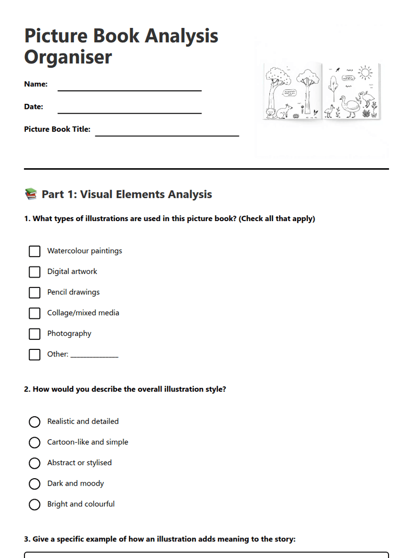 Picture Book Analysis Organiser