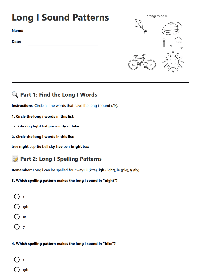 Long I Sound Patterns